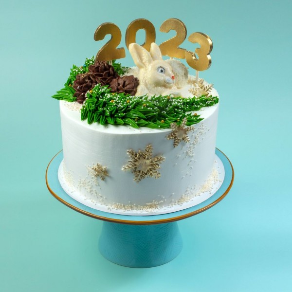Торт новогодний «Зайка на поляне»